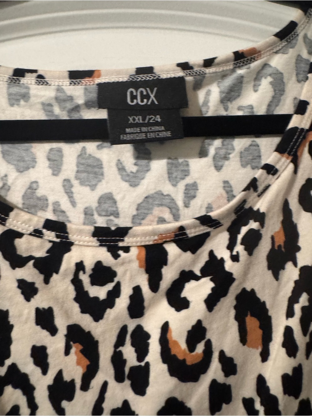 CVX Cream Leopard-Print Short Sleeve Tee with Black & Brown Spots